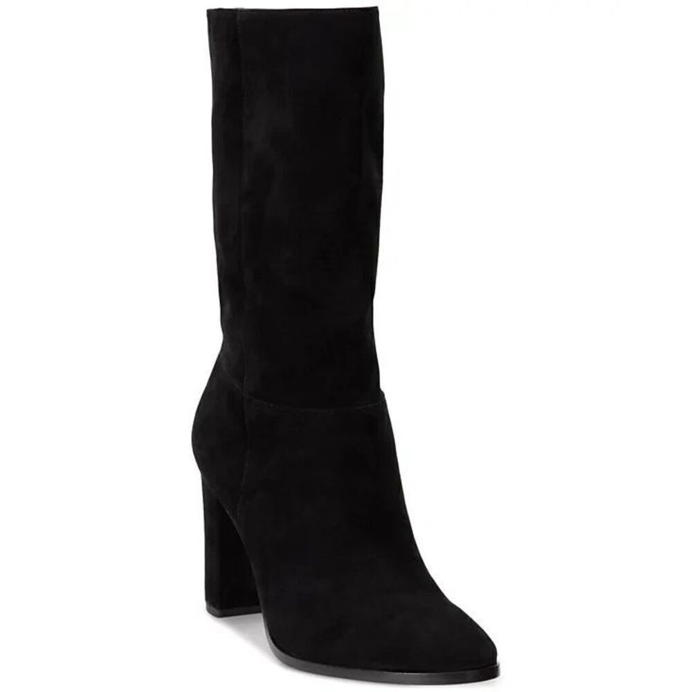 Lauren Ralph Lauren Women's Artizan II Mid-Calf Boots Suede Block Heel Black 9.5